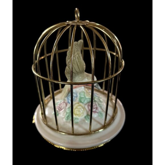 Vtg Limoges Porcelain Hummingbird In Cage Trinket Box Gold Tone 5" - Picture 5 of 5